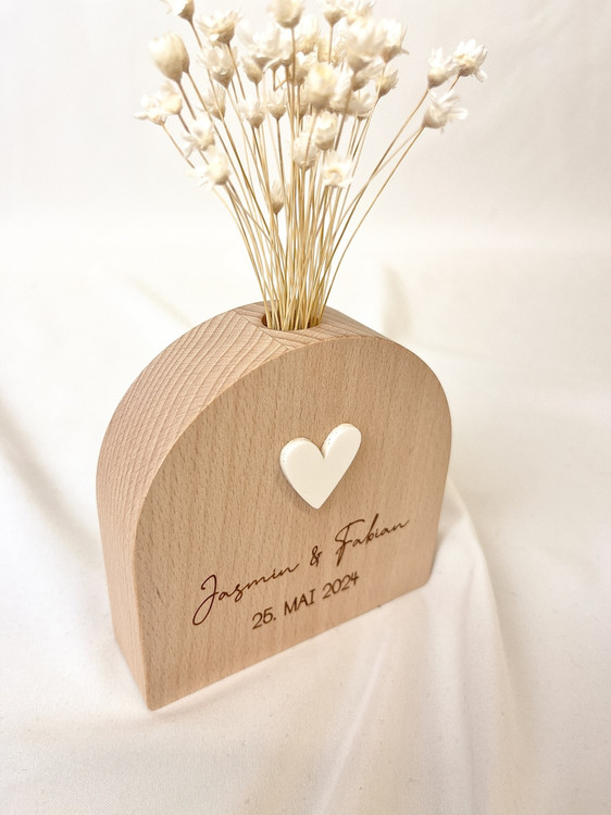 گلدان چوبی کوچک رومیزی با طراحی مینیمال و حک شخصیسازیشده