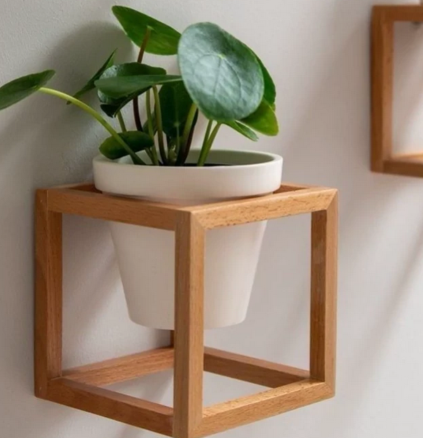 گلدان مکعبی چوبی