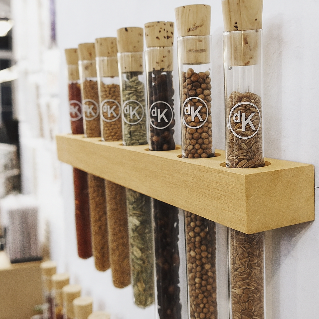 ست جا ادویه دیواری ایکیایی با طراحی مینیمال و ارزان، ساخته شده از چوب طبیعی و شیشه شفاف