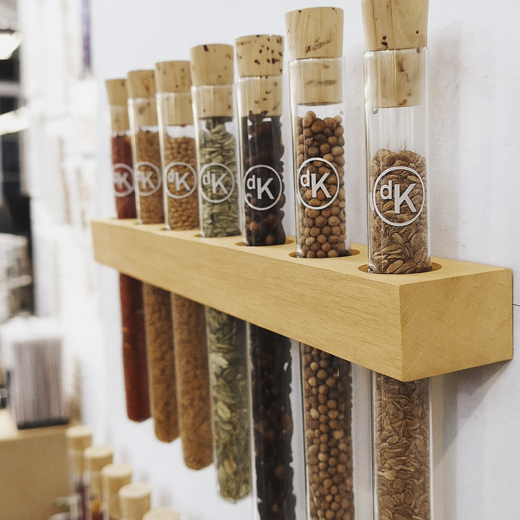 ست جا ادویه دیواری ایکیایی با طراحی مینیمال و ارزان، ساخته شده از چوب طبیعی و شیشه شفاف