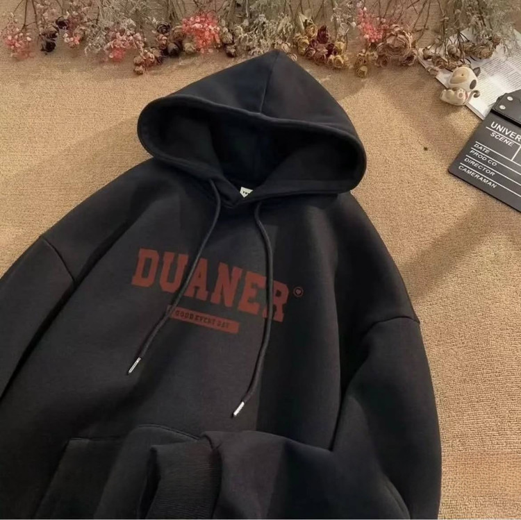 هودی کلاه دار فری سایز داخل کرکی مشکی