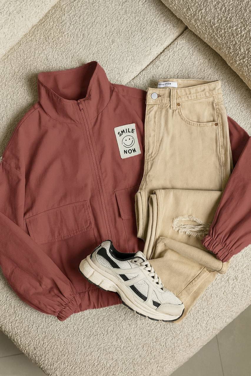 بامبر جکت  فری سایز آجری