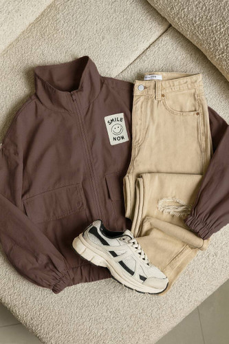 بامبر جکت فری سایز موکا