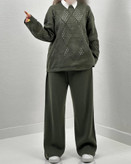 ست بلوز شلوار بافت زنانه فری سایز