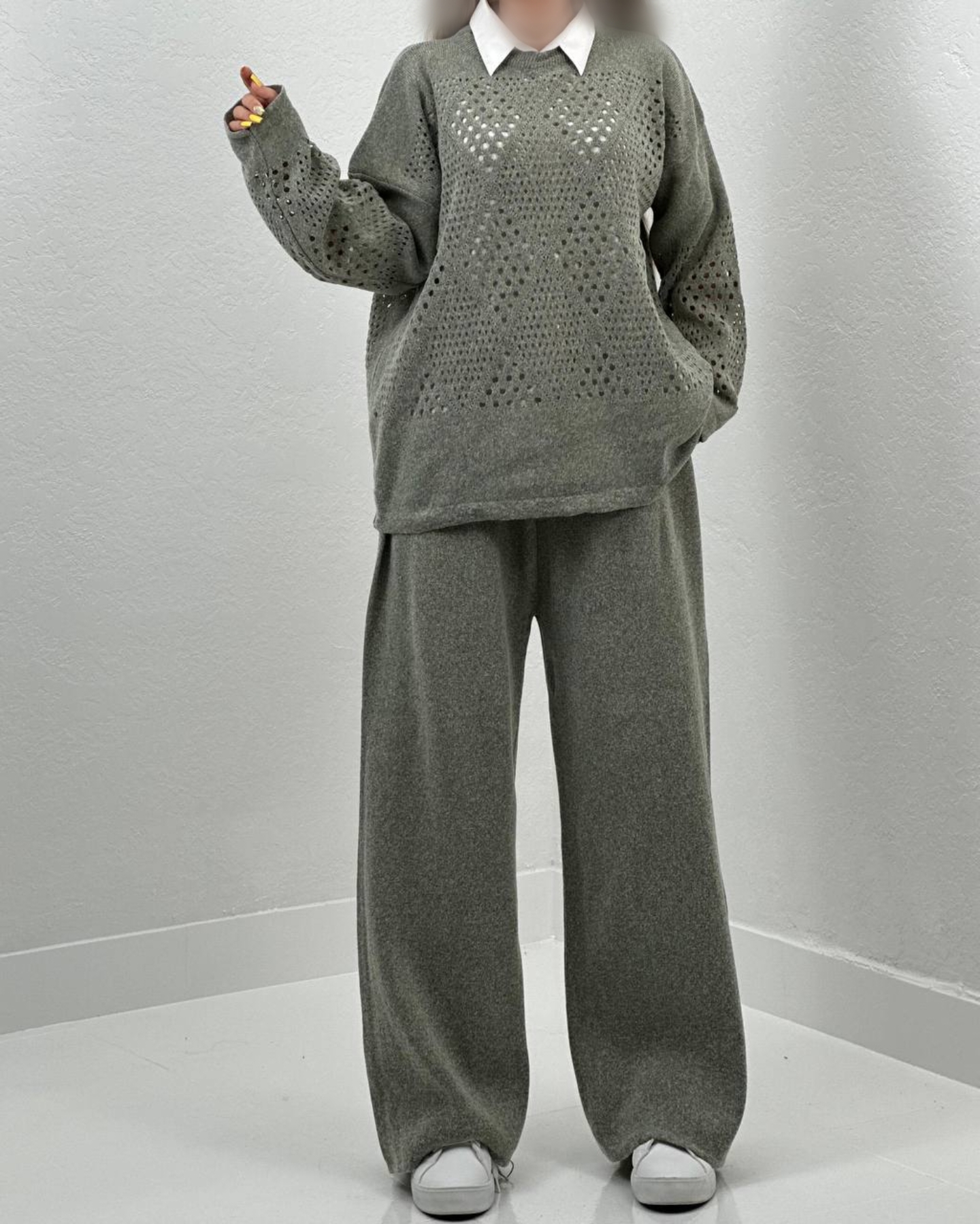 ست بلوز شلوار بافت زنانه فری سایز