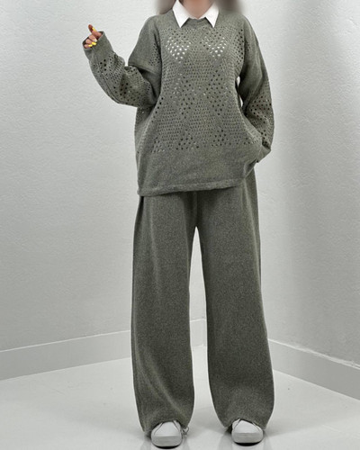 ست بلوز شلوار بافت زنانه فری سایز