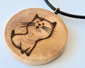 گردنبند چوبی مدل گربه