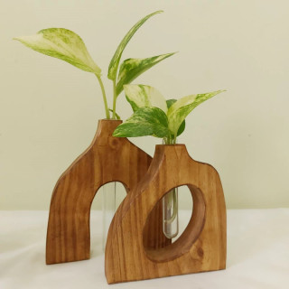 گلدان چوبی ست دو عددی با لوله جای گل هدیه